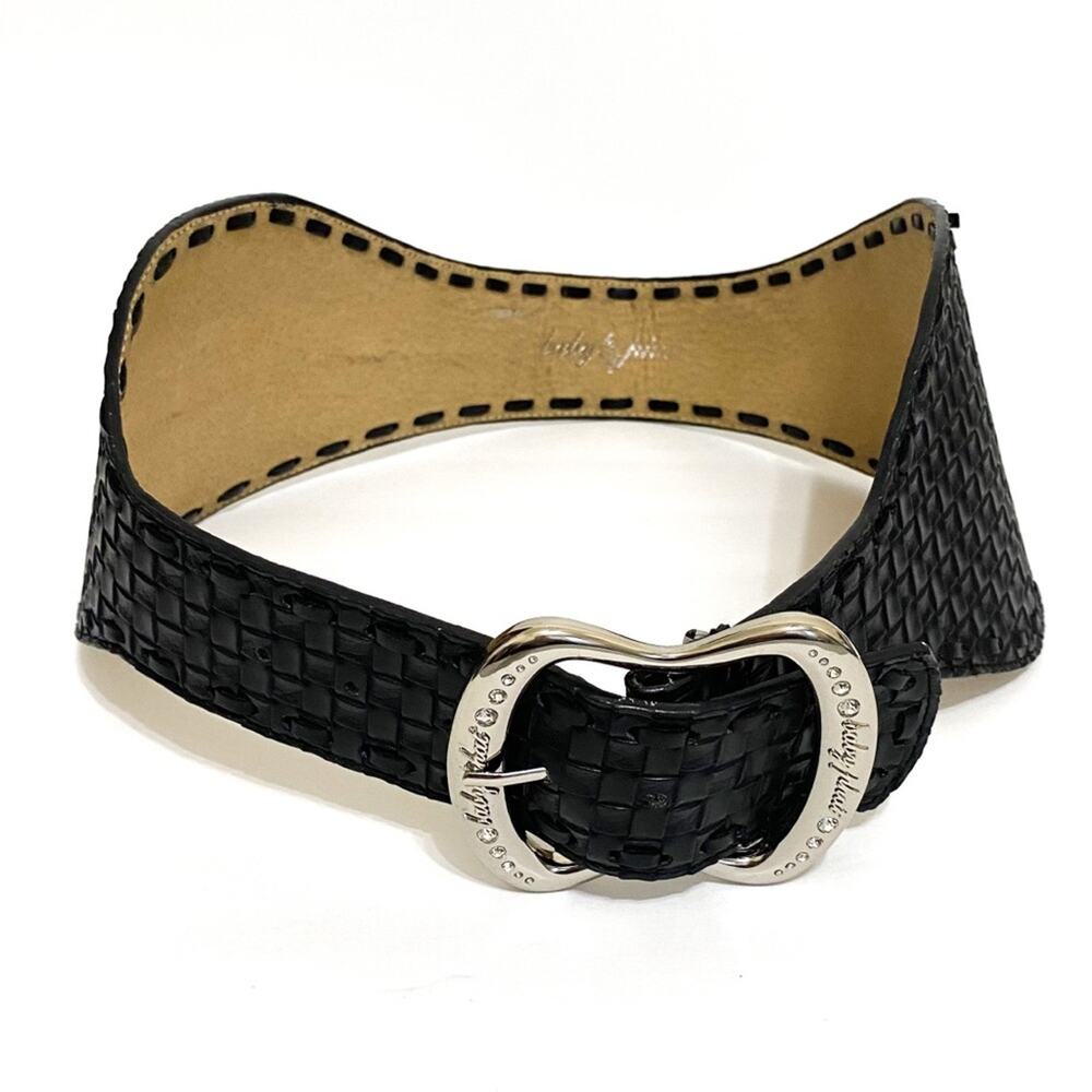 Vintage Baby Phat Woven Leather Belt Womens S/M Black Bohemian Oversized Prairie